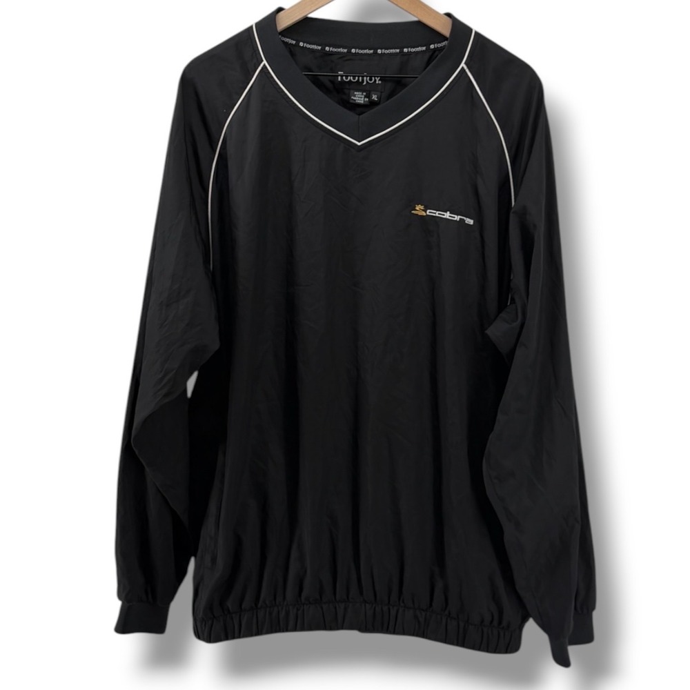 FootJoy Cobra Golf Packable Windbreaker Men's XL Black V-Neck Pullover Jacket